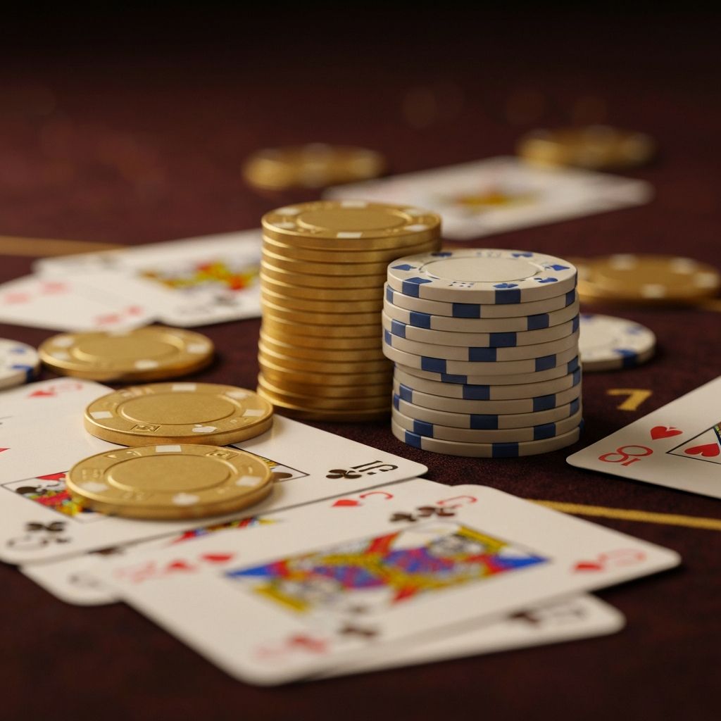 Mesa de Chiribito con cartas españolas y fichas